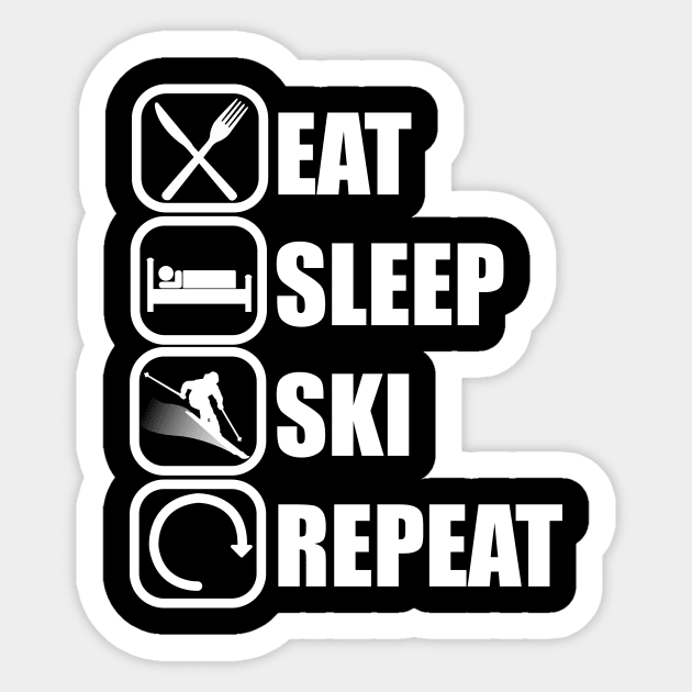 Eat Sleep Ski Repeat Sticker by ChrisWilson